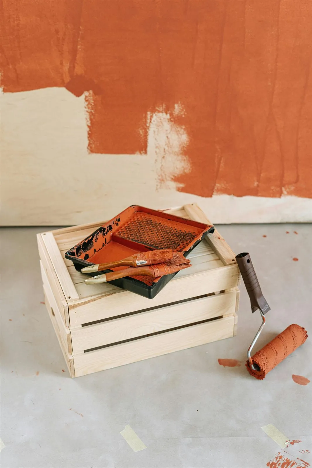 Paint tray and roller used for coating surfaces